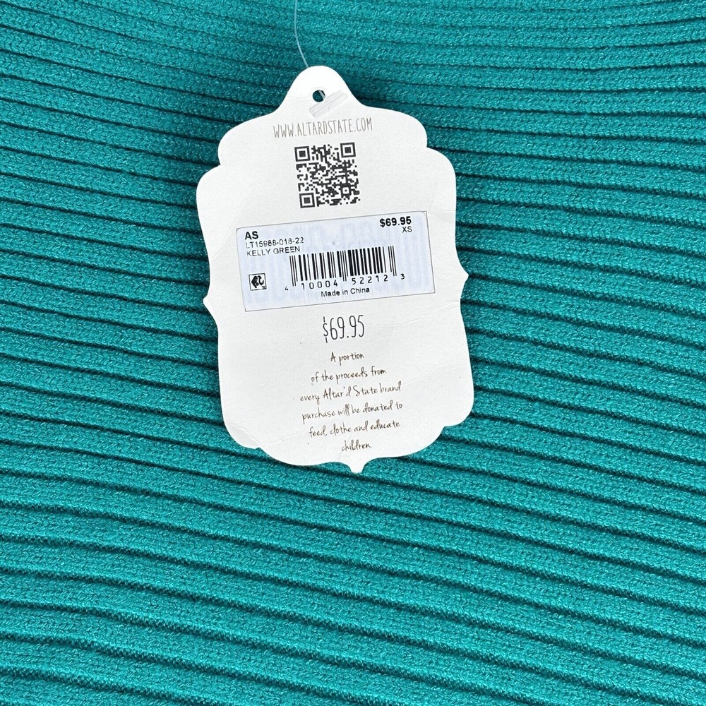 NWT Altar'd State Kelly Green Boat Neck Knit Cropped Sweater Size XS‎ - Picture 7 of 12